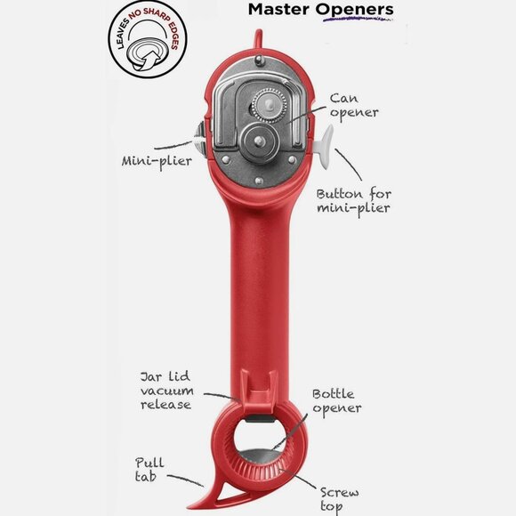 Kuhn Rikon 5-in-1 Master Auto Safety Can Opener NEW RED - Picture 3 of 7